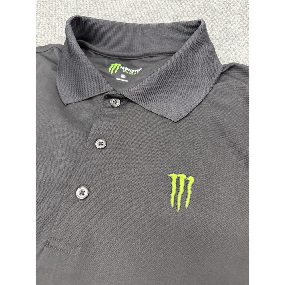 Monster Energy Polo Golf Shirt Men's XL Black Embroidered Logo Short Sleeve